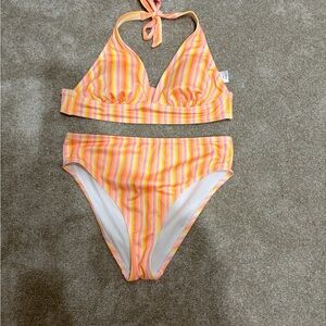 Wild Fable Striped Bikini - Pink and Yellow
